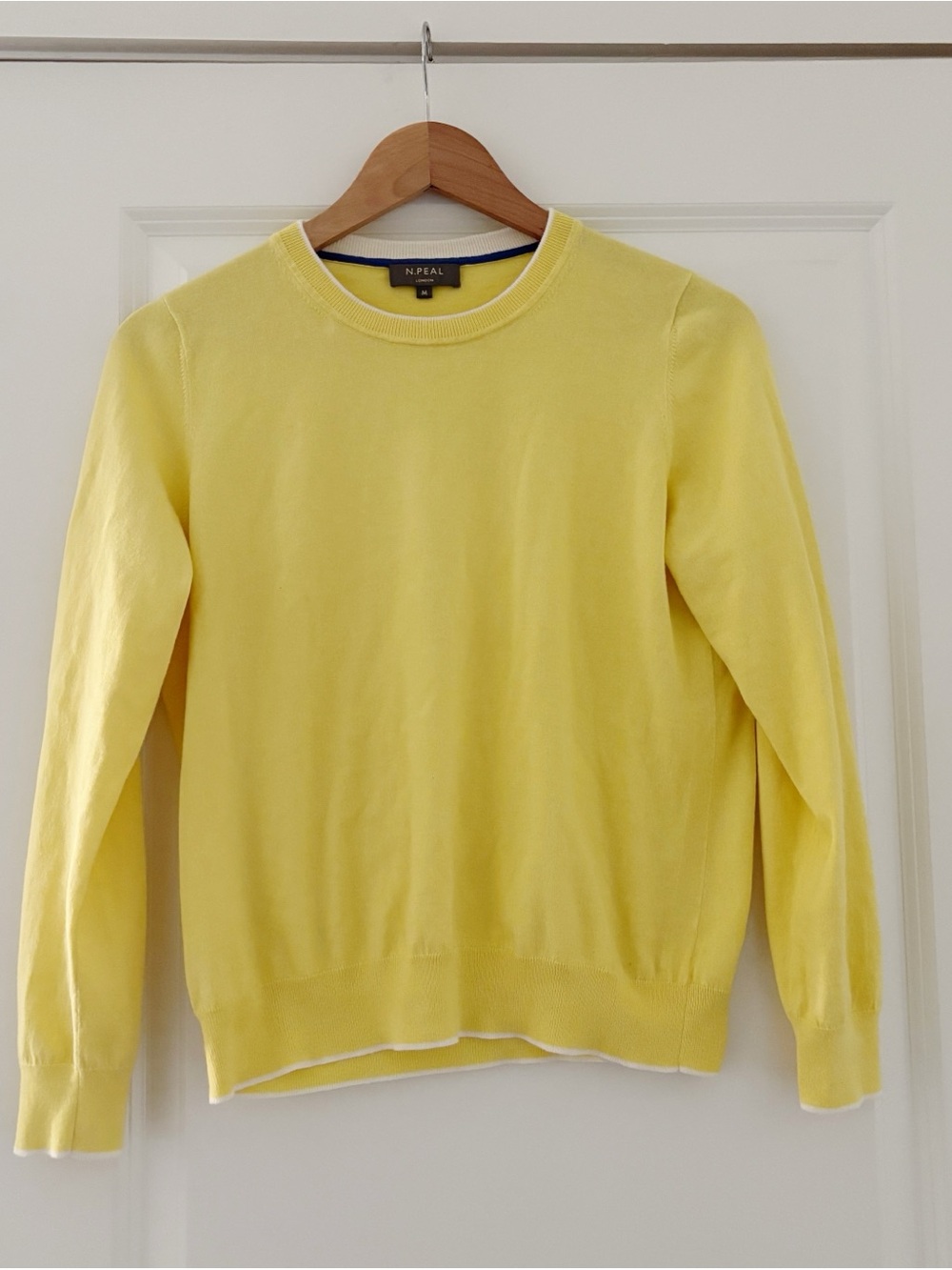 N. Peal London Cotton Cashmere Crewneck Sweater Tipped Quiet Luxury